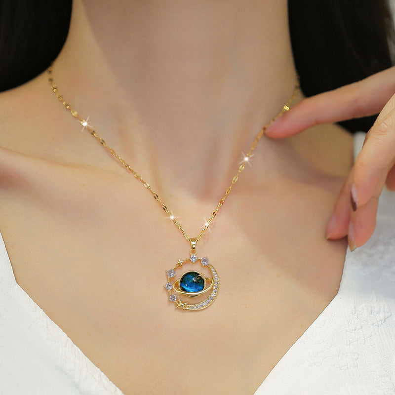 Starry Sky Astronaut Necklace – Stainless Steel Star Pendant for Women