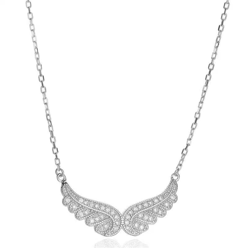S925 Sterling Silver Angel Wings Necklace | Cubic Zirconia