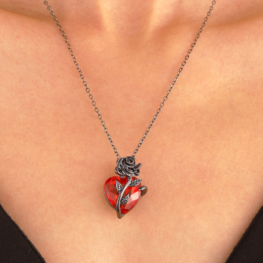 Punk Rose Love Necklace | Heart Pendant Clavicle Chain