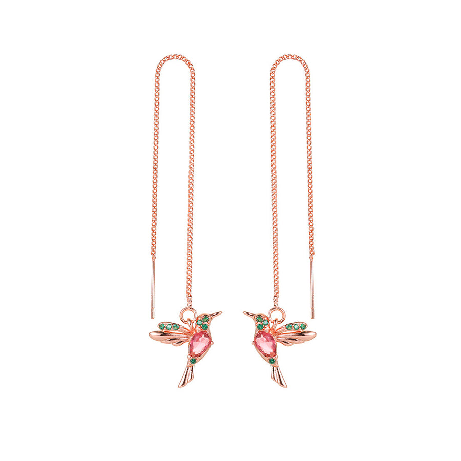 Hummingbird Crystal Tassel Drop Earrings For Women