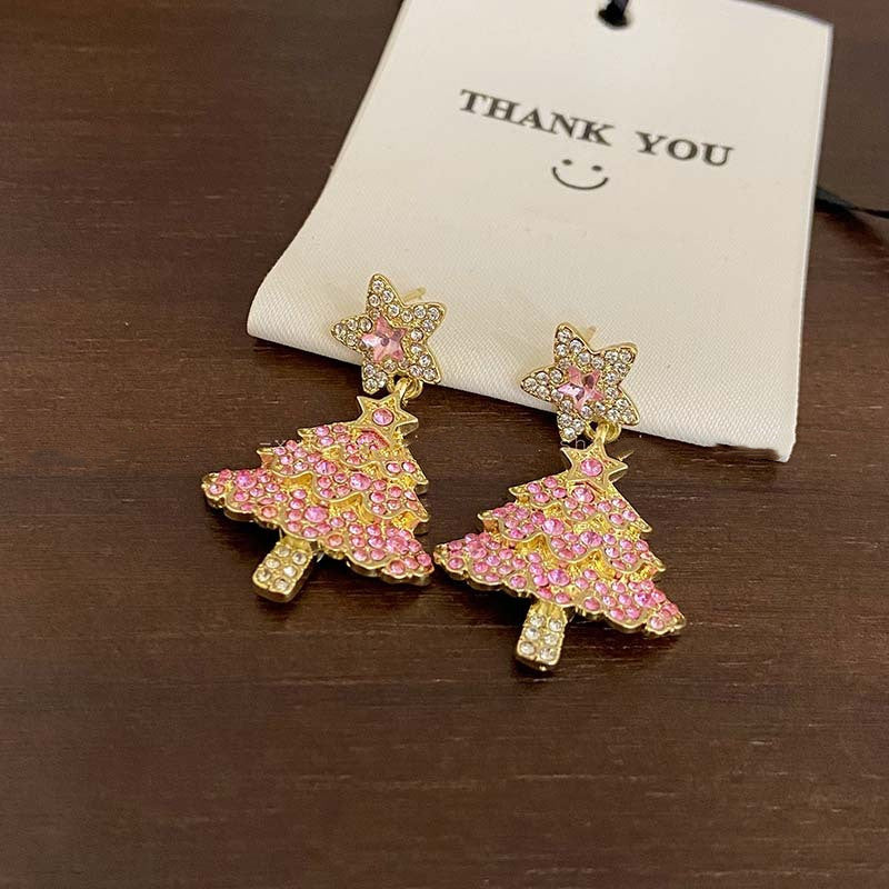 Christmas Tree Earrings for Women, Sparkling Zircon Dangle