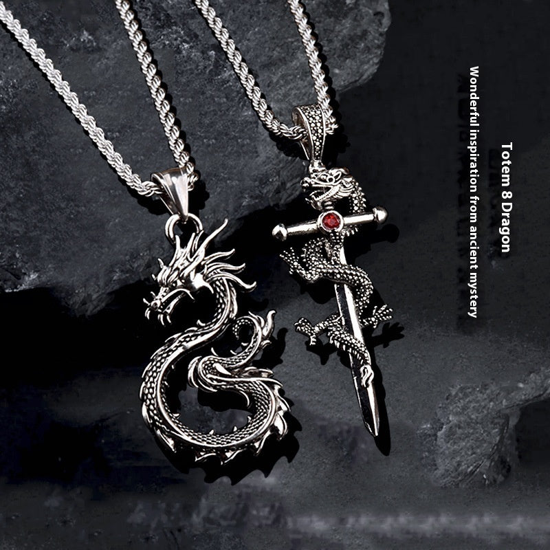 Fashion Jewelry Dragon Sword Pendant Necklace