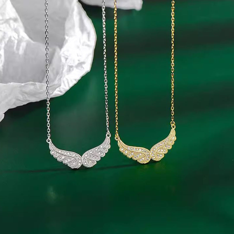 S925 Sterling Silver Angel Wings Necklace | Cubic Zirconia