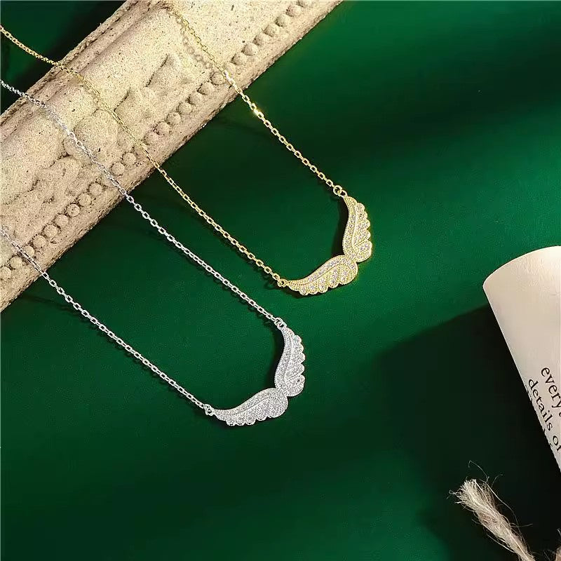 S925 Sterling Silver Angel Wings Necklace | Cubic Zirconia