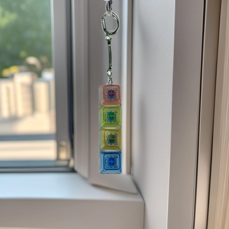 4-Key Luminous Keycap Keychain – Anti-Stress Clicker Toy