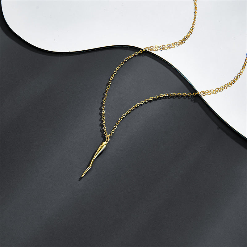 Gold Italian Horn Pendant Chain Women's Horn Protection Charm Lucky Necklace