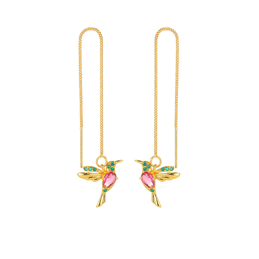 Hummingbird Crystal Tassel Drop Earrings For Women