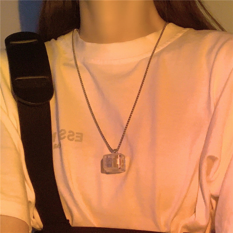 Luminous Fidget Button Necklace – Couples Pendant, Men & Women