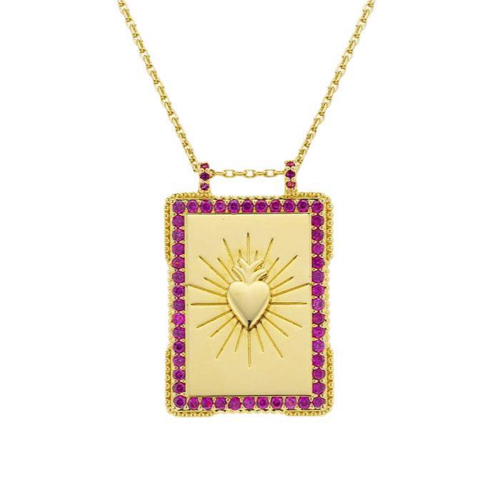 Square Plate Tarot Necklace Female Sun Moon Heart Long Necklace