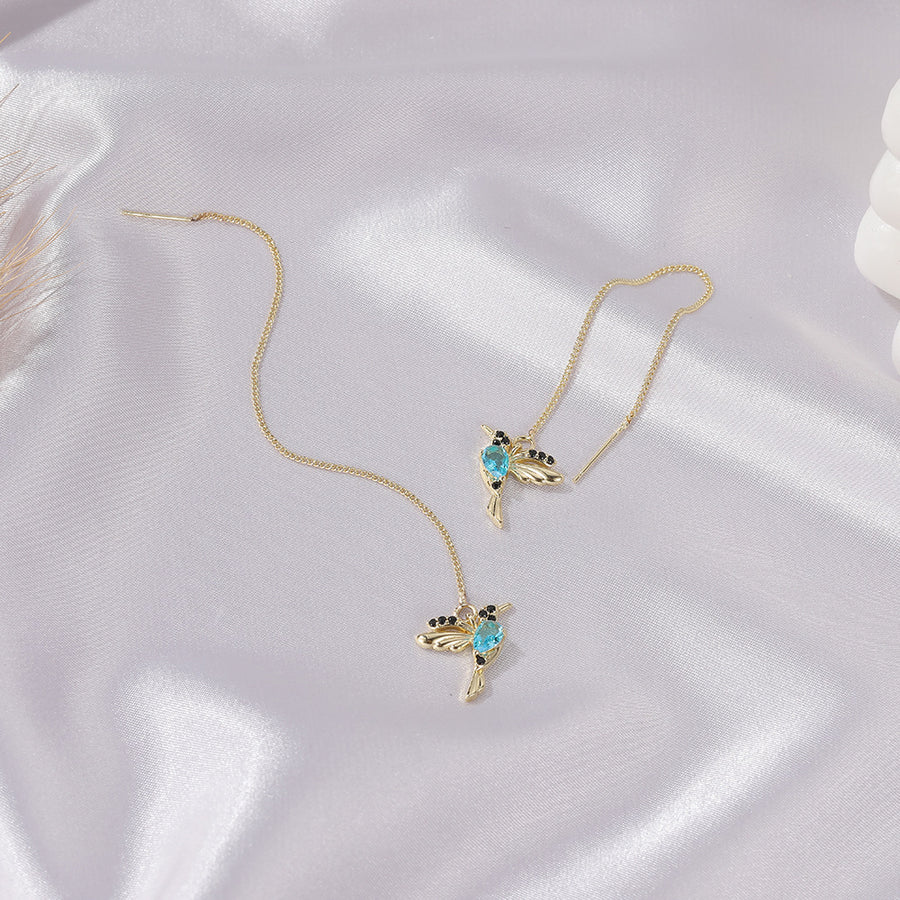 Hummingbird Crystal Tassel Drop Earrings For Women