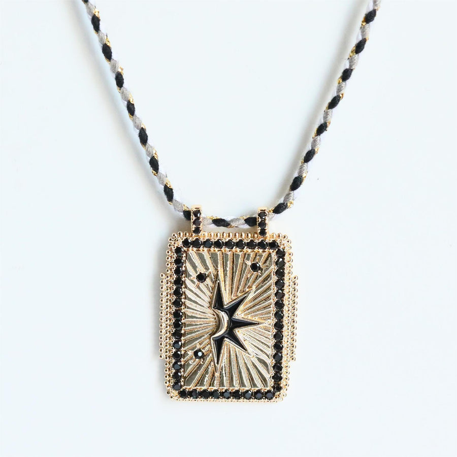 Square Plate Tarot Necklace Female Sun Moon Heart Long Necklace