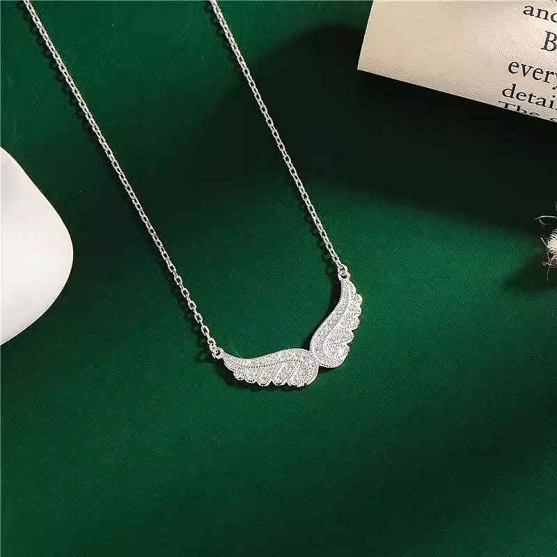 S925 Sterling Silver Angel Wings Necklace | Cubic Zirconia
