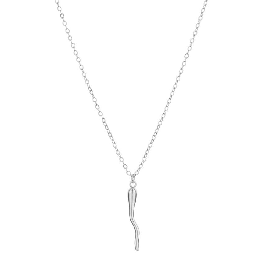 Gold Italian Horn Pendant Chain Women's Horn Protection Charm Lucky Necklace