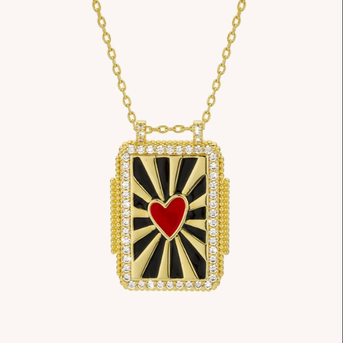 Square Plate Tarot Necklace Female Sun Moon Heart Long Necklace