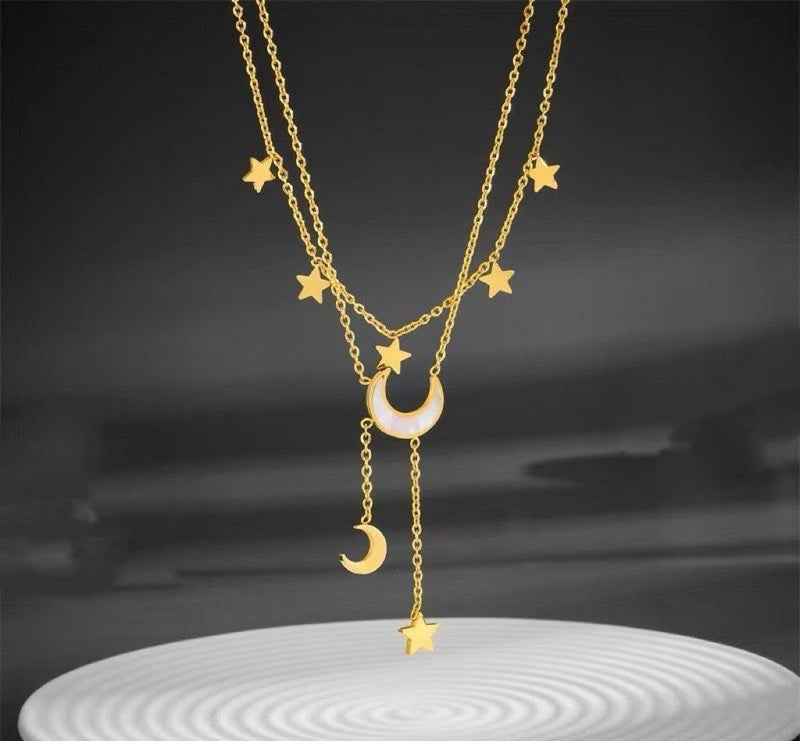 Moon and Stars Necklace