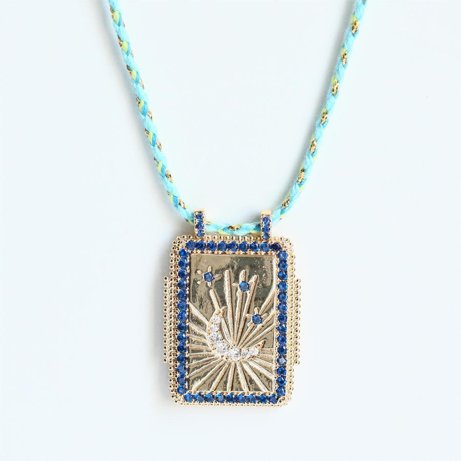 Square Plate Tarot Necklace Female Sun Moon Heart Long Necklace