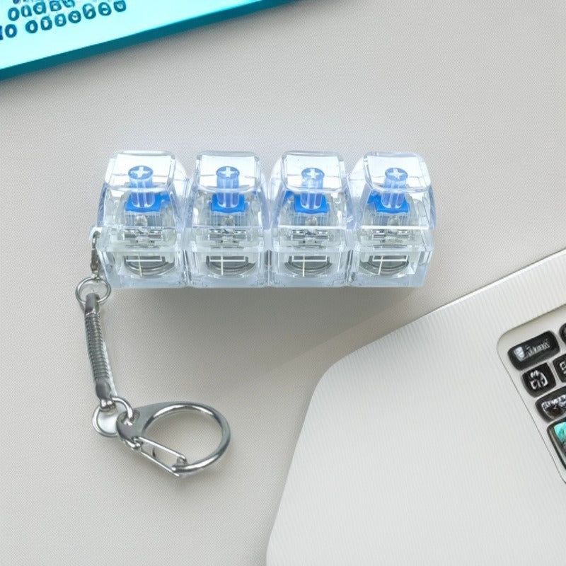 4-Key Luminous Keycap Keychain – Anti-Stress Clicker Toy