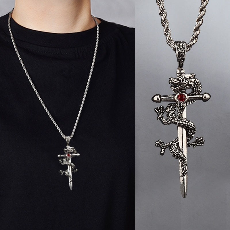 Fashion Jewelry Dragon Sword Pendant Necklace