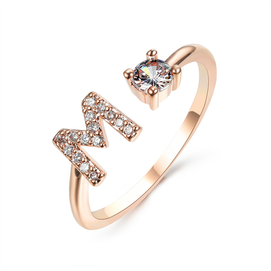 New Design Adjustable 26 Initial Letter Ring Fashion Jewelry For Women Simple Elegant Jewelry