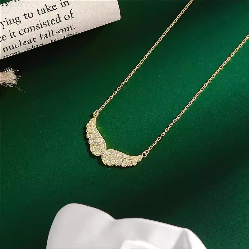 S925 Sterling Silver Angel Wings Necklace | Cubic Zirconia