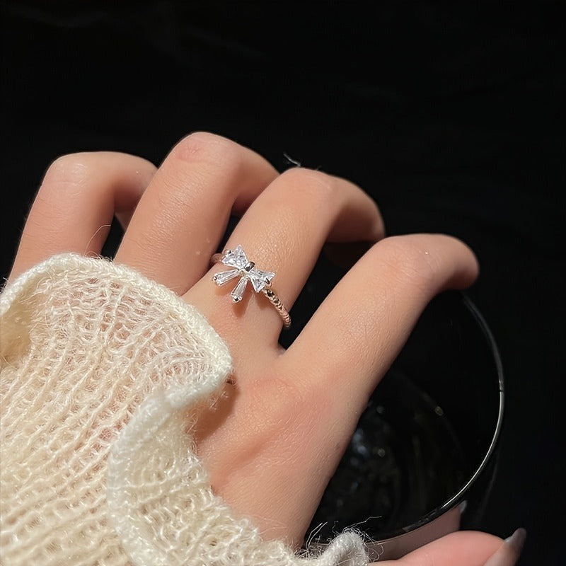 Elegant Adjustable Women's Bowknot Open Ring