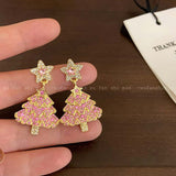 Pink Christmas Earrings