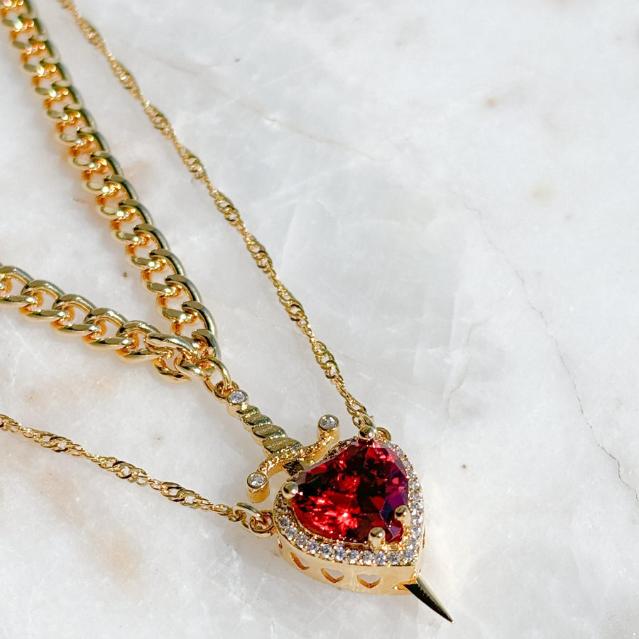 Gothic Punk Arrow Heart Couple Necklace