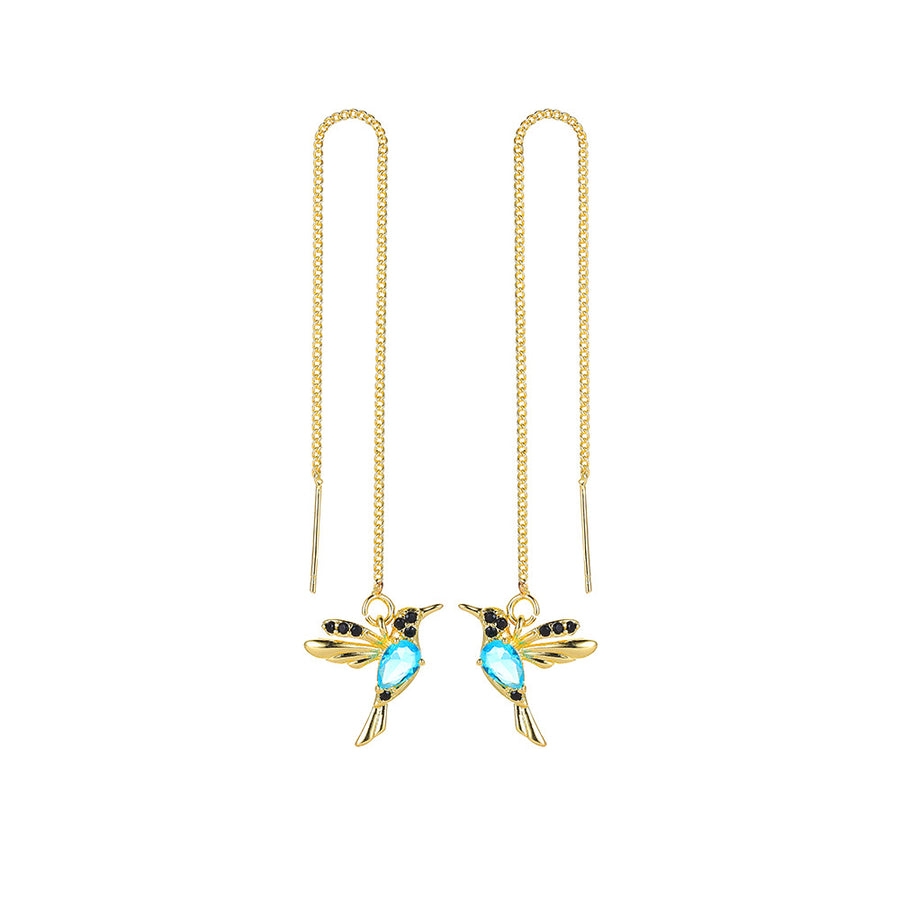 Hummingbird Crystal Tassel Drop Earrings For Women
