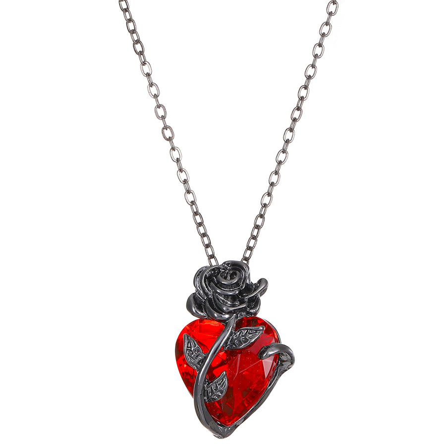 Punk Rose Love Necklace | Heart Pendant Clavicle Chain