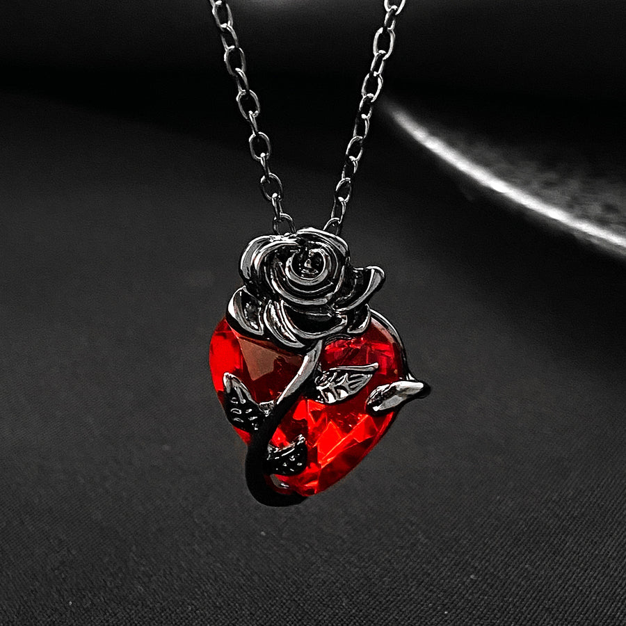 Punk Rose Love Necklace | Heart Pendant Clavicle Chain