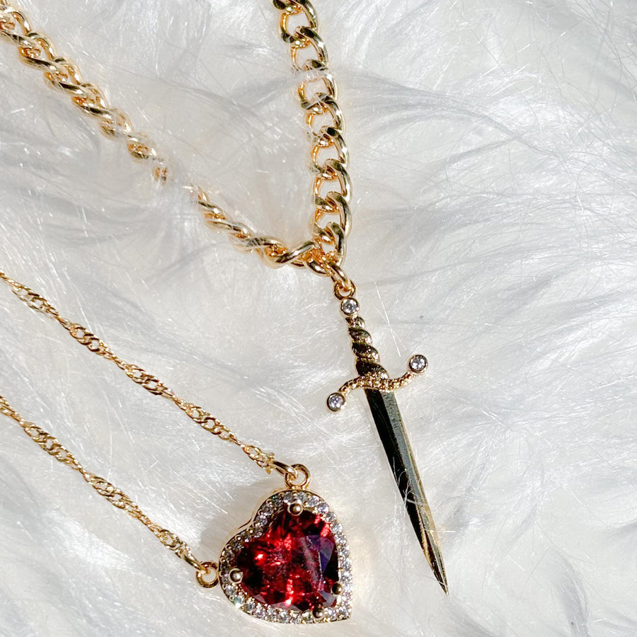 Gothic Punk Arrow Heart Couple Necklace