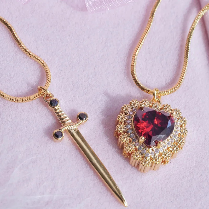 Gothic Punk Arrow Heart Couple Necklace