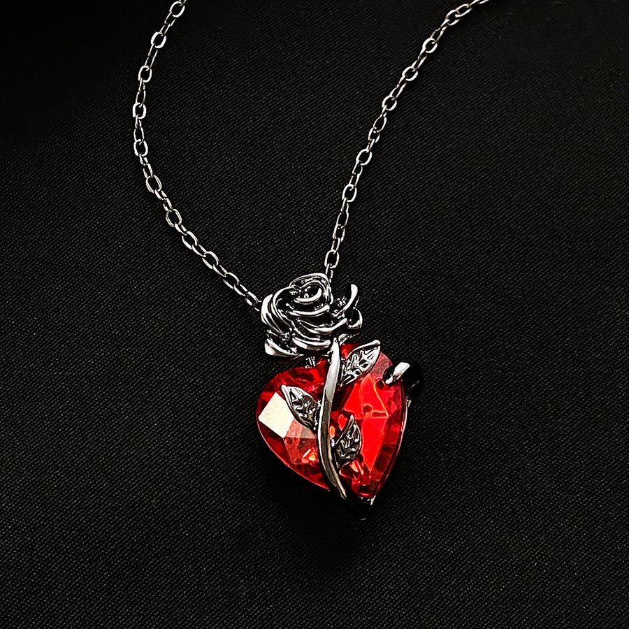 Punk Rose Love Necklace | Heart Pendant Clavicle Chain