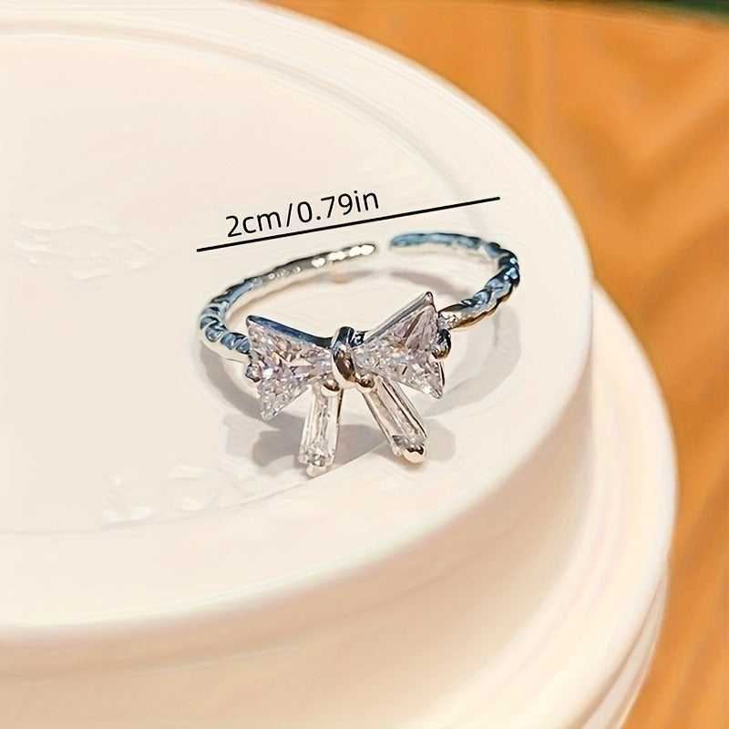 Elegant Adjustable Women's Bowknot Open Ring